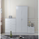 High Gloss Wardrobe Set Large Bedroom Chest Drawers Bedside Cabinet Unit