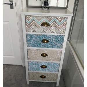 Shabby Chic Tallboy White Vintage Furniture Tall Chest Drawers Side Cabinet Unit - Image 3