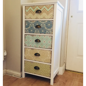 Shabby Chic Tallboy White Vintage Furniture Tall Chest Drawers Side Cabinet Unit - Image 2