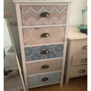 Shabby Chic Tallboy White Vintage Furniture Tall Chest Drawers Side Cabinet Unit - Image 4