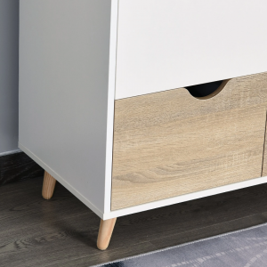 Scandinavian Wardrobe 2 Door Drawer Bedroom Cupboard Vintage White Storage Cabinet - Image 5