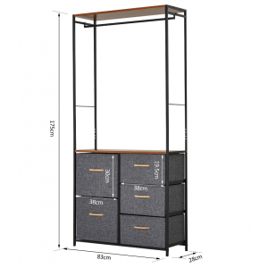 Metal Open Wardrobe Industrial Storage Cabinet Tall Clothes Hanger Coat Rack - Image 5