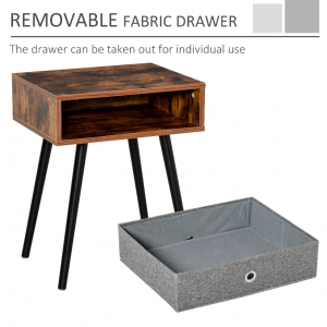 Industrial Bedside Table Rustic Wooden Scandinavian Cabinet Vintage Drawer Unit - Image 4