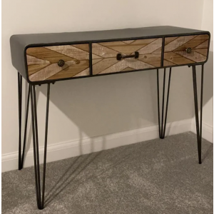 Industrial Computer Desk Rustic Metal Console Table Vintage Hallway Sideboard - Image 2