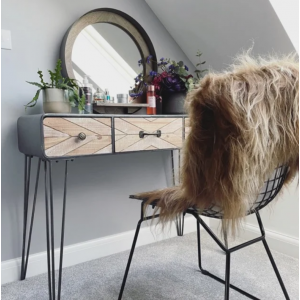 Industrial Computer Desk Rustic Metal Console Table Vintage Hallway Sideboard - Image 3