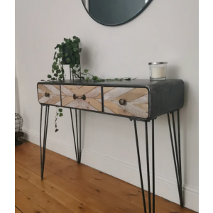 Industrial Computer Desk Rustic Metal Console Table Vintage Hallway Sideboard - Image 4