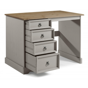 Solid Wood Computer Desk Rustic Grey Workstation Drawers Office Writing Table - Image 2