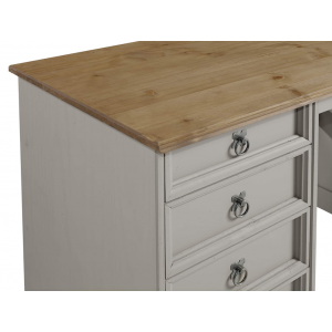 Solid Wood Computer Desk Rustic Grey Workstation Drawers Office Writing Table - Image 3