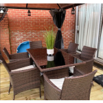 Rattan Dining Set Large Garden Furniture 6 Seater Table Patio Cushion Arm Chairs