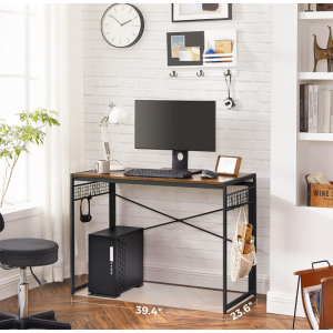 Folding Computer Desk Rustic Industrial Writing Table - Image 3