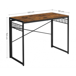 Folding Computer Desk Rustic Industrial Writing Table - Image 7