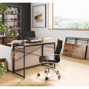 Folding Computer Desk Rustic Industrial Writing Table - Image 2