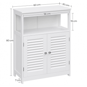 Bathroom Storage Cabinet Modern White Wooden Cupboard Display Door Side Unit - Image 5