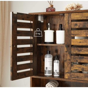 Wall Bathroom Cabinet Rustic Cupboard Shelf Unit - Image 5