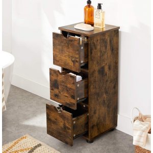 Slim Chest Drawers Rustic Storage Side Cabinet Narrow Bathroom Industrial Unit - Image 3