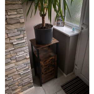 Industrial Telephone Table Rustic Bedside Unit Vintage Industrial Tall Side Cabinet - Image 3