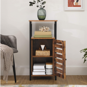 Industrial Telephone Table Rustic Bedside Unit Vintage Industrial Tall Side Cabinet - Image 4