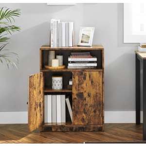 Industrial Side Cabinet Rustic Storage Cupboard Shelf - Image 2