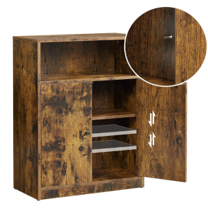Industrial Side Cabinet Rustic Storage Cupboard Shelf - Image 5