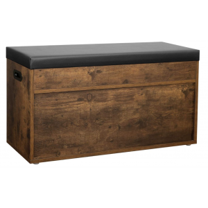 Rustic Shoe Bench Small Storage Cabinet Vintage Industrial Style Cushion Seat - Image 5
