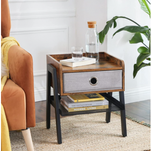 Industrial Bedside Table Rustic Metal Storage Cabinet Stand Vintage Drawer Nightstand - Image 4