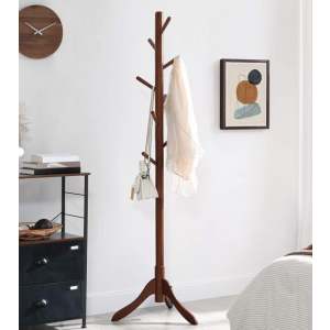 Freestanding Coat Rack Rustic Wooden Hall Tree Vintage Hall Clothes Hanger Tree Stand - Image 2