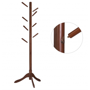 Freestanding Coat Rack Rustic Wooden Hall Tree Vintage Hall Clothes Hanger Tree Stand - Image 4