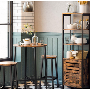 Industrial Bar Table Rustic Metal Tall Vintage Retro Round Breakfast Dining Furniture - Image 3