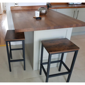 Industrial Bar Stools Rustic Metal Breakfast Dining Seat Vintage Tall Chair Set2 - Image 4