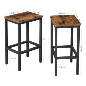 Industrial Bar Stools Rustic Metal Breakfast Dining Seat Vintage Tall Chair Set2 - Image 5