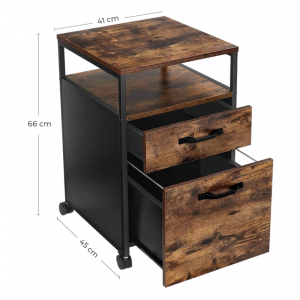 Industrial Filing Cabinet Office Storage Desk Unit Vintage Rustic Wheels Drawers - Image 7
