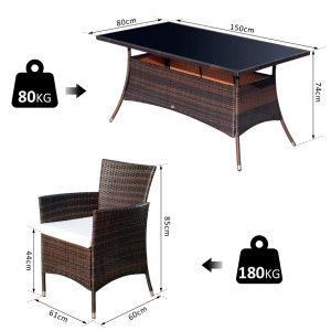 Rattan Dining Set Large Garden Furniture 6 Seater Table Patio Cushion Arm Chairs - Image 6