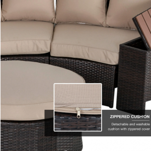 Large Rattan Sofa Set Patio Garden Furniture Round Wicker Lounge Couch Table - Image 6