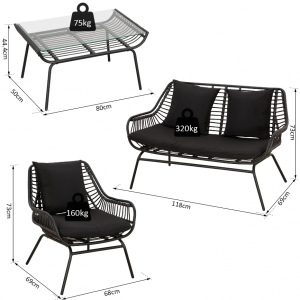 Conservatory Lounge Set Garden Patio Table Sofa Chairs - Image 2