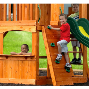 Large Garden Playcentre Wooden Children Playhouse Outdoor Kids Swing Tree House - Image 4