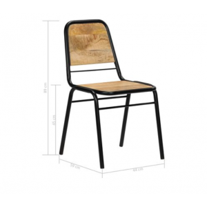 Industrial Dining Chairs Set 2 Solid Vintage Retro Seat - Image 2