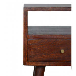 Nordic Bedside Table Mid Century Slim Cabinet Scandinavian Solid Wood Plant Lamp Stand - Image 3