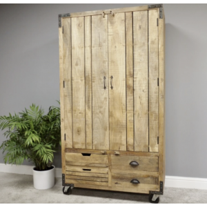 Large Kitchen Pantry Rustic Larder Storage Cabinet Solid Wood Vintage Industrial Cupboard - Image 2