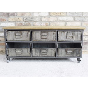 Industrial Storage Cabinet Rustic Metal Sideboard Vintage Retro Chest Drawers - Image 2