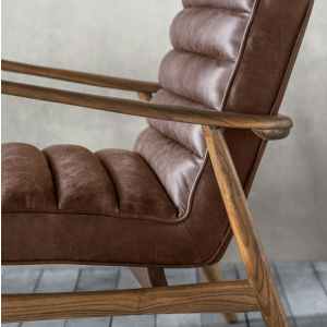 Vintage Style Danish Armchair Mid Century Seat Industrial Leather Accent Sofa Chair - Image 5