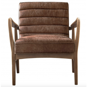Vintage Style Danish Armchair Mid Century Seat Industrial Leather Accent Sofa Chair - Image 6