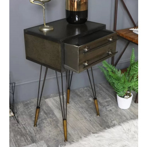 Metal Bedside Table Industrial Vintage Nightstand - Image 3