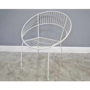 Metal Patio Chair White Retro Dressing Vanity Seat - Image 2