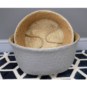 Natural Wicker Baskets Set of 2 Country Storage Plant Boxes - Image 5