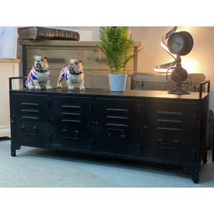 Industrial Storage Cabinet Rustic Sideboard Metal Cupboard Doors - Image 3