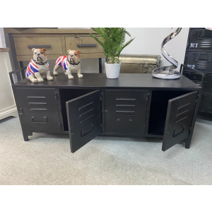 Industrial Storage Cabinet Rustic Sideboard Metal Cupboard Doors - Image 4