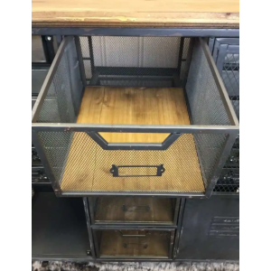 Industrial Storage Sideboard Vintage Cupboard Rustic Metal Chest Drawers Side Cabinet - Image 3
