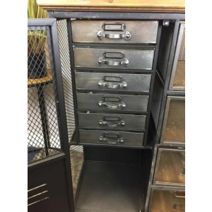 Industrial Storage Sideboard Vintage Cupboard Rustic Metal Chest Drawers Side Cabinet - Image 6