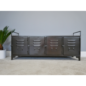 Industrial Storage Cabinet Rustic Sideboard Metal Cupboard Doors - Image 7