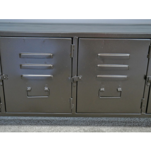 Industrial Storage Cabinet Rustic Sideboard Metal Cupboard Doors - Image 8
